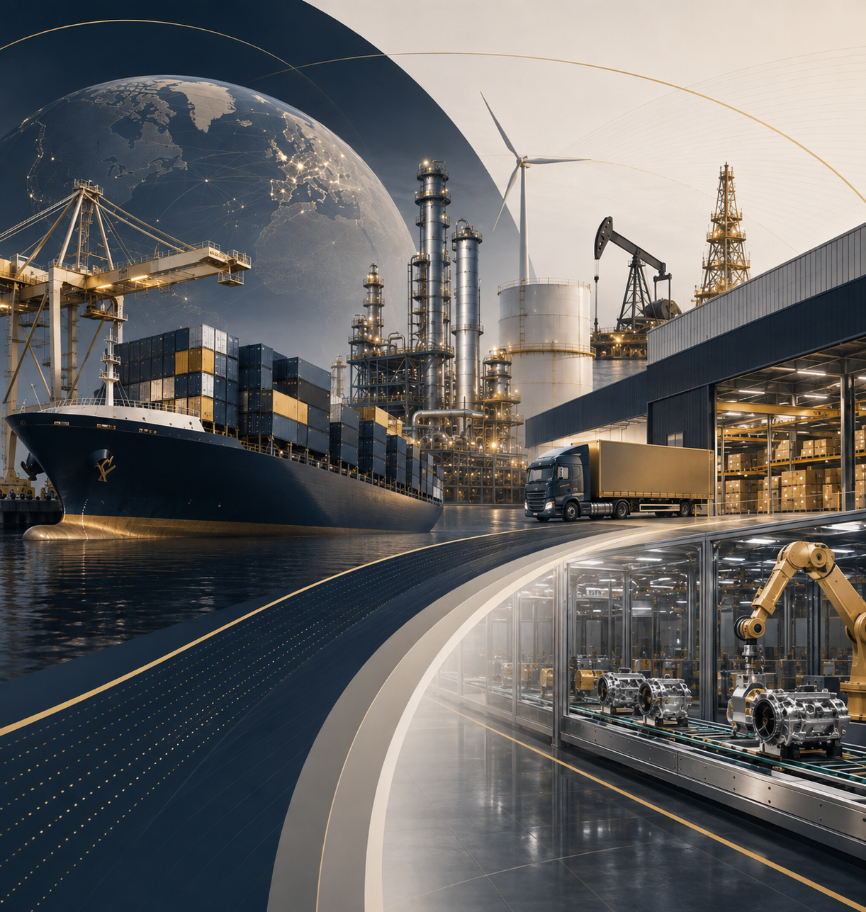 Commodity shipping, energy, logistics and manufacturing sectors